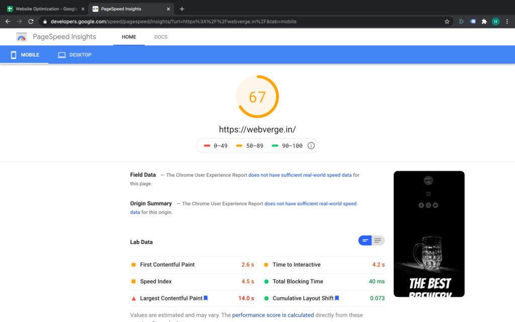 FlyingPress Review: The Best Caching & Optimization Plugin 17 FlyingPress Review - PageSpeed Insight Mobile