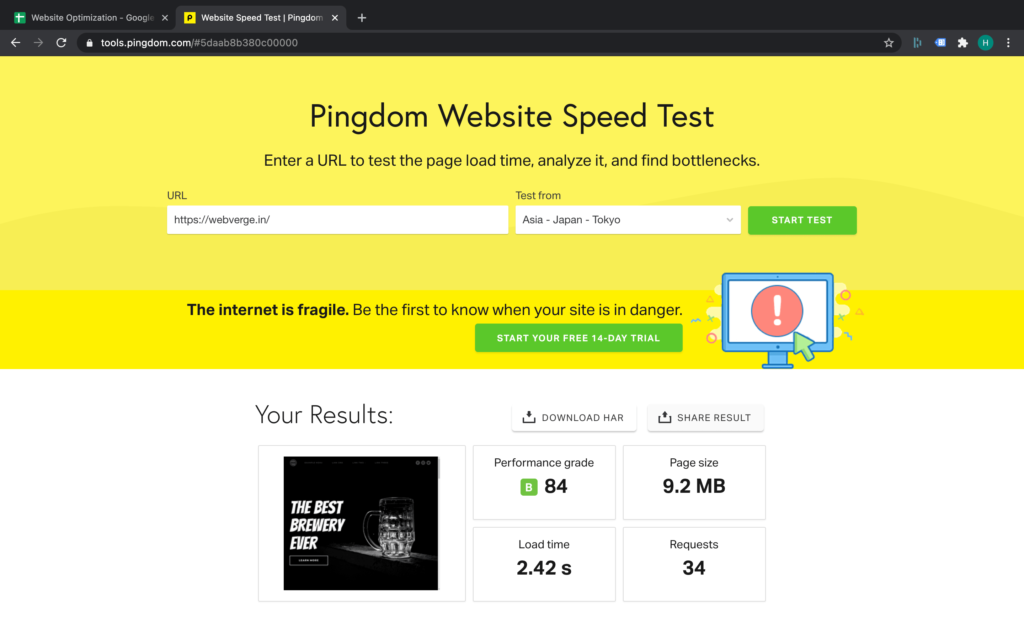 FlyingPress Review: The Best Caching & Optimization Plugin 15 FlyingPress Review-Pingdom
