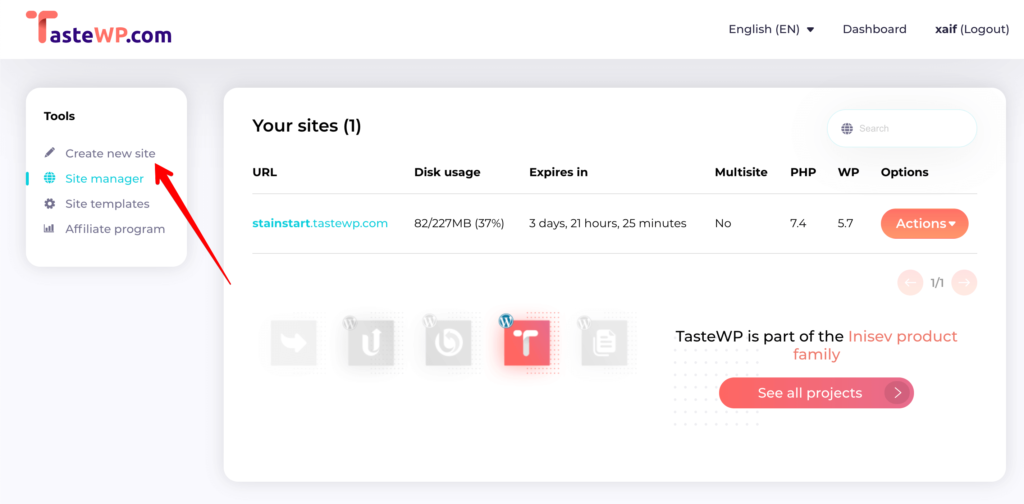 TasteWP Review: Free WordPress Hosting to Test Plugins & Themes 4 TasteWP-Create-a-site