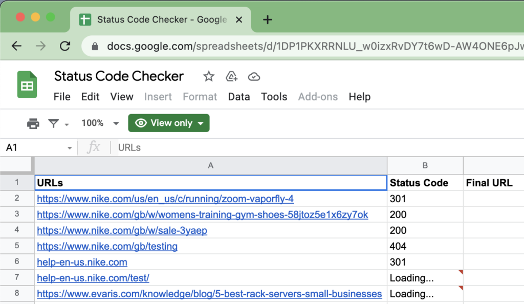 Check HTTP Status Code and Redirected URLs on Google Sheets 4 check HTTP Status Codes and Redirected URLs on Google Sheets